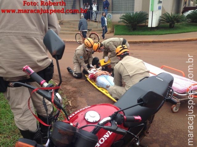 Maracaju: Colisão entre caminhão e motocicleta deixa jovem ferida na Av. Marechal Floriano