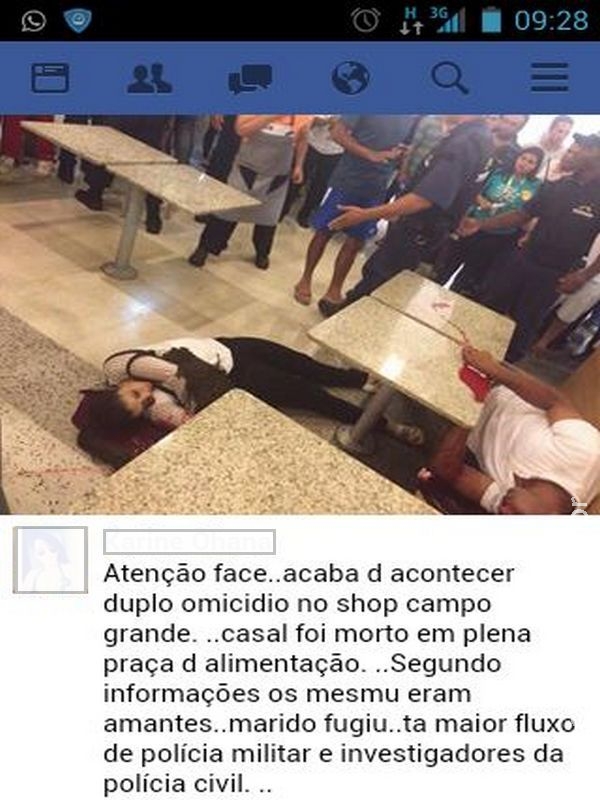 Morte de casal em shopping na capital vira boato em MS