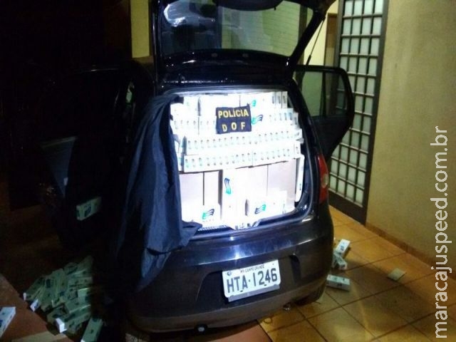 Maracaju: Carro empreende fuga próximo a bloqueio do DOF e carga de 45 mil em cigarro é apreendida Maracaju: Carro empreende fuga próximo a bloqueio do DOF e carga de 45 mil em cigarro é apreendida