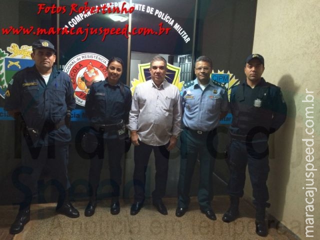Prefeito Maurílio visita sede da Polícia Militar e diz que segurança pública melhora a cada dia em Maracaju