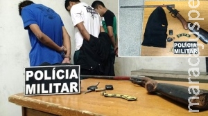 PM prende trio que portava espingarda e touca ninja
