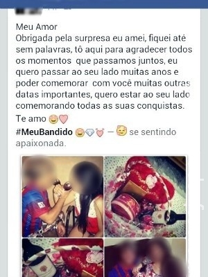Jovem vai parar na delegacia após postar no Facebook "te amo meu bandido"