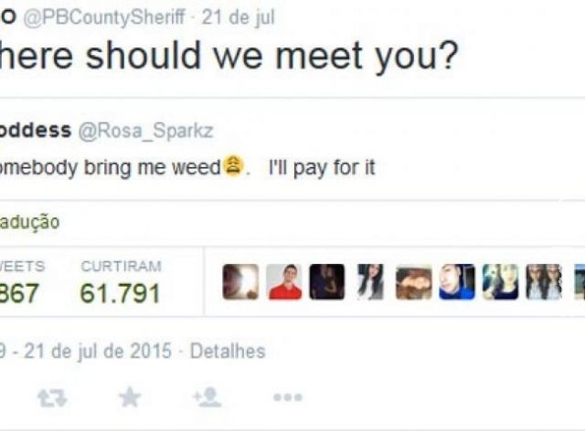 EUA: jovem pede maconha pelo Twitter, e polícia responde: "onde te achamos?" EUA: jovem pede maconha pelo Twitter, e polícia responde: "onde te achamos?"