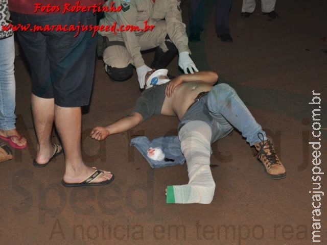 Maracaju: Motociclista tem joelho esfacelado após colidir com veículo estacionado Maracaju: Motociclista tem joelho esfacelado após colidir com veículo estacionado