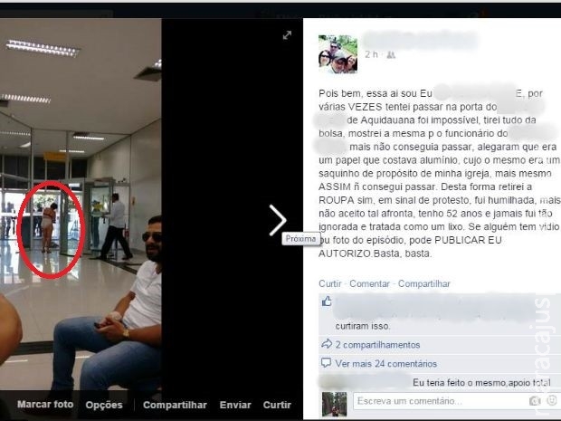Mulher tira roupa após ser barrada em porta de agência bancária em MS Mulher tira roupa após ser barrada em porta de agência bancária em MS