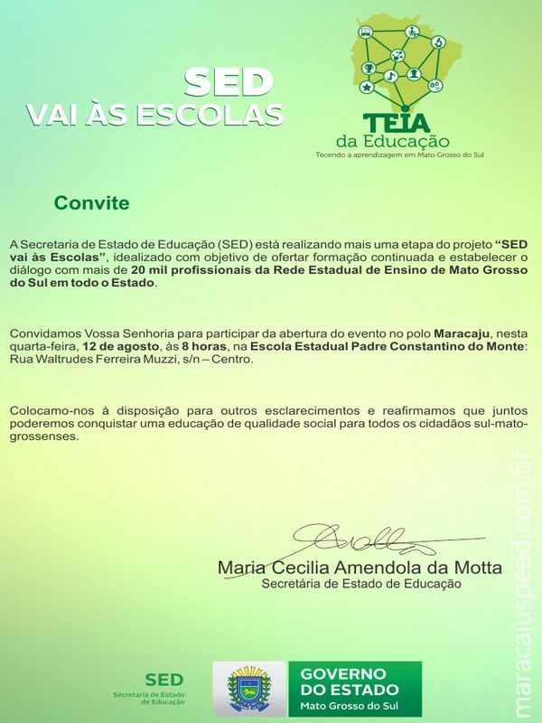 Maracaju receberá etapa do projeto “SED vai às Escolas" Maracaju receberá etapa do projeto “SED vai às Escolas"