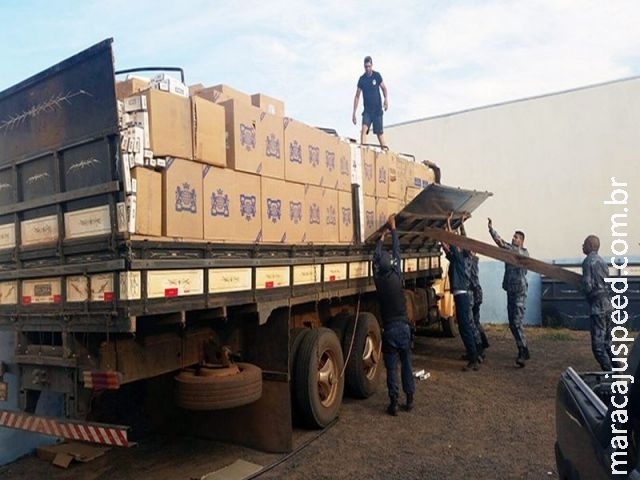 PM de Alcinópolis apreende caminhão carregado com cigarros do Paraguai na BR-MS 436, prende três indivíduos moradores aqui da cidade de Maracaju PM de Alcinópolis apreende caminhão carregado com cigarros do Paraguai na BR-MS 436, prende três indivíduos moradores aqui da cidade de Maracaju