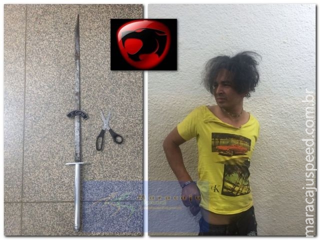 Maracaju: Homem ameaça policial militar com espada Maracaju: Homem ameaça policial militar com espada