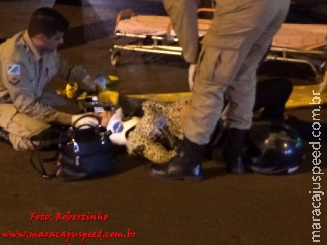 Maracaju: Garupa gravida cai de motocicleta após piloto sair em disparada