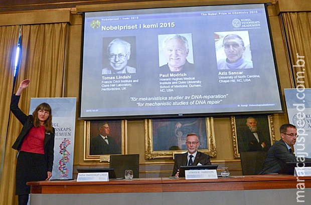 Trio que descobriu mecanismos de reparo do DNA leva Nobel de Química Trio que descobriu mecanismos de reparo do DNA leva Nobel de Química