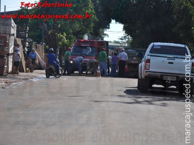 Maracaju: Corpo de Bombeiros atendem ocorrência onde trabalhador cai de cima de caminhonete