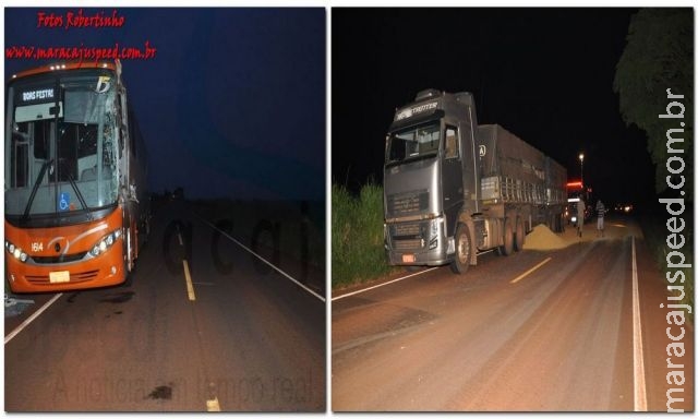 Maracaju: Corpo de Bombeiro atende ocorrência de colisão entre ônibus e bi trem durante a madrugada na BR-267 Maracaju: Corpo de Bombeiro atende ocorrência de colisão entre ônibus e bi trem durante a madrugada na BR-267