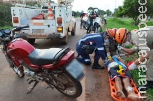 Motociclista sai quase ileso na colisão com caminhonete na BR -359