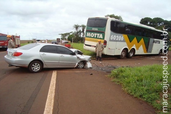 Carona morre em colisão com ônibus na MS-376