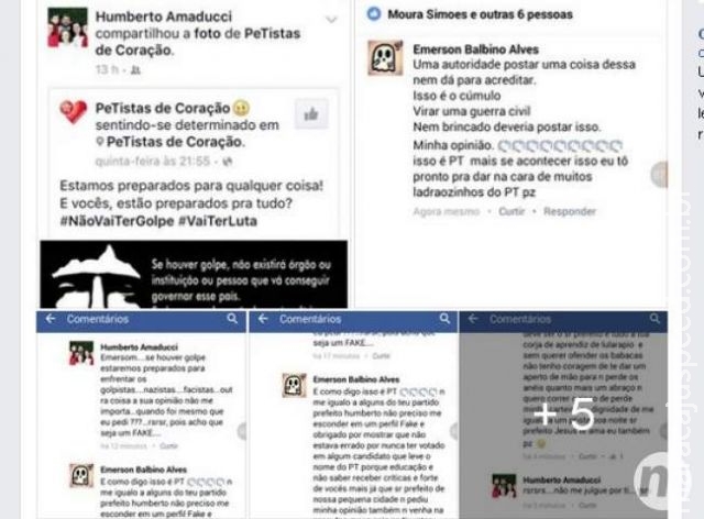 Prefeito compartilha se houver golpe, pessoas morrerão e é criticado Prefeito compartilha se houver golpe, pessoas morrerão e é criticado