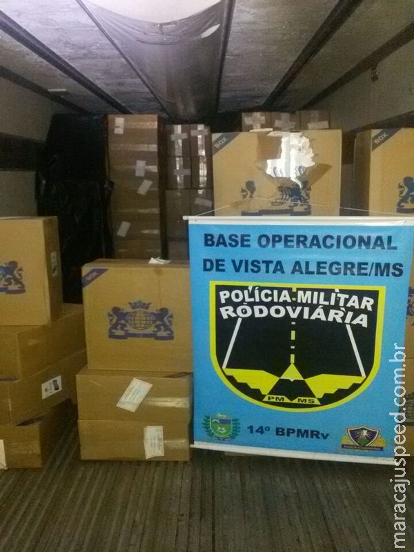 Maracaju:PRE BOP Vista Alegre apreende carreta carregada com 700 caixas de cigarros Maracaju:PRE BOP Vista Alegre apreende carreta carregada com 700 caixas de cigarros