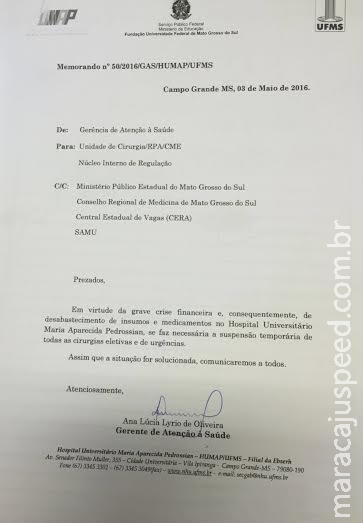 Falta de medicamentos e até de luvas suspende cirurgias no HU Falta de medicamentos e até de luvas suspende cirurgias no HU