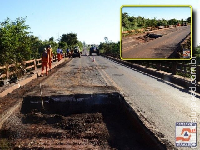 Maracaju: Buraco em Ponte do Rio Cachoeira que causava perigo a condutores foi tapado pelo DNIT
