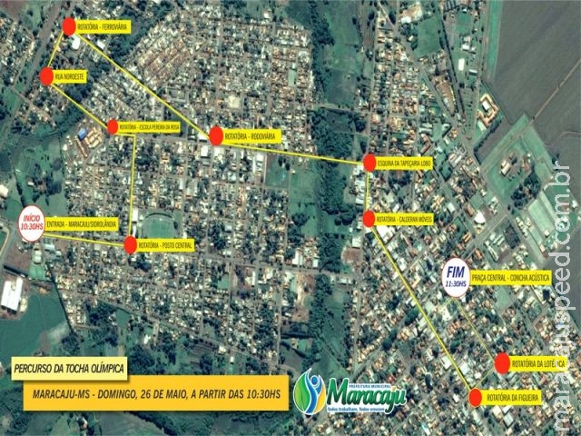 Quinta-feira (26) de junho a Tocha Olímpica estará em Maracaju, a Prefeitura convida você a participar deste momento único do esporte