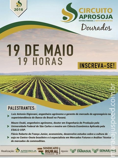 Dourados é primeira cidade a receber Circuito Aprosoja 2016, no dia 19 Dourados é primeira cidade a receber Circuito Aprosoja 2016, no dia 19