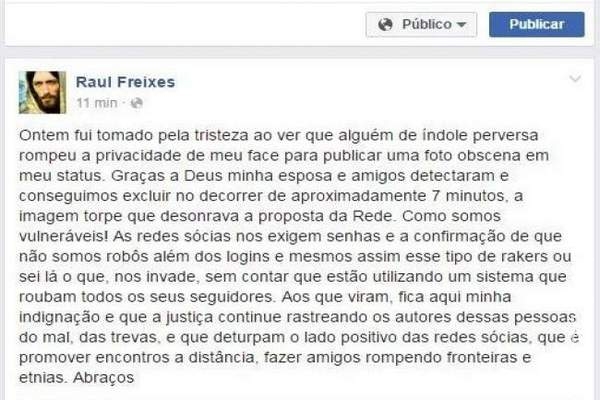 Ex-prefeito tem Facebook invadido com imagem obscena e lamenta perseguição Ex-prefeito tem Facebook invadido com imagem obscena e lamenta perseguição