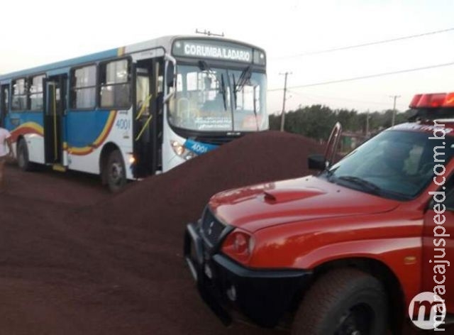 Ônibus bate em monte de minério e deixa seis feridos