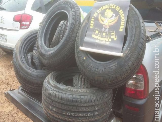 DOF apreende mais de 10 mil reais em pneus contrabandeados na região de Maracaju