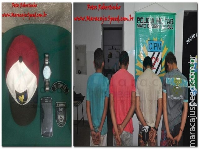 Maracaju: PM apreende quatro adolescentes por roubo e recupera objetos roubados da vítima