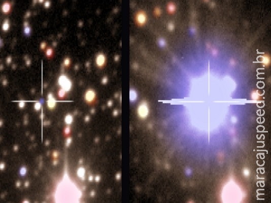 Astrônomos captam imagem rara de antes e depois de explosão de estrela Astrônomos captam imagem rara de antes e depois de explosão de estrela
