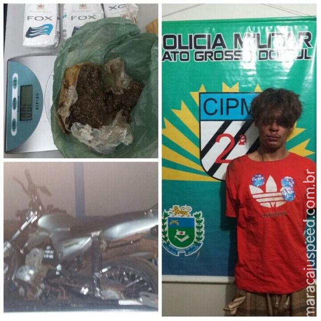 Maracaju: Polícia Militar prende homem em flagrante com drogas e por roubo de motocicleta, carteira e aparelho de celular