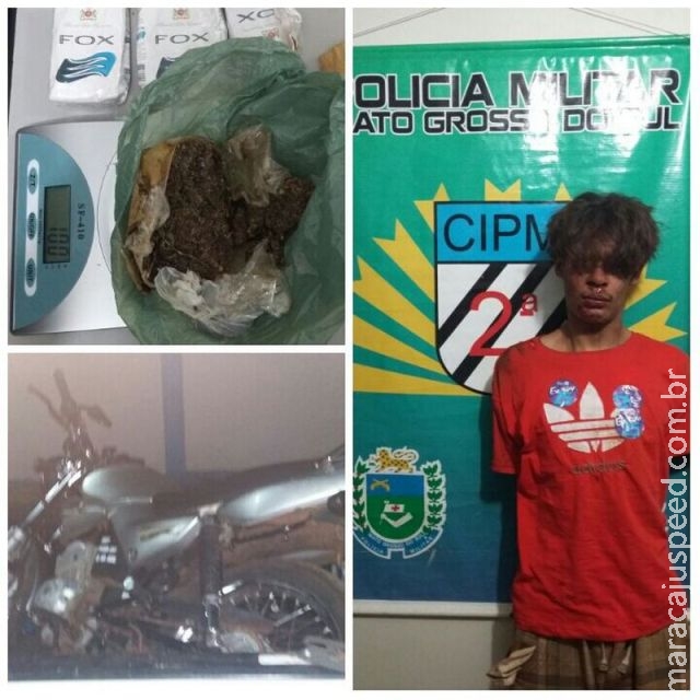 Maracaju: Polícia Militar prende homem em flagrante com drogas e por roubo de motocicleta, carteira e aparelho de celular Maracaju: Polícia Militar prende homem em flagrante com drogas e por roubo de motocicleta, carteira e aparelho de celular