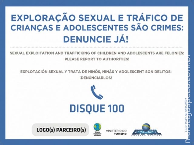 Placas orientam turistas contra exploração sexual de crianças Placas orientam turistas contra exploração sexual de crianças