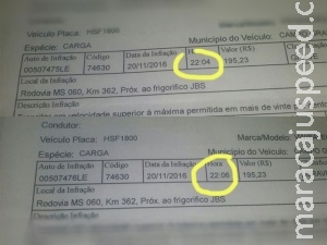 Radar multa carro 2 vezes no mesmo lugar, com diferença de dois minutos Radar multa carro 2 vezes no mesmo lugar, com diferença de dois minutos