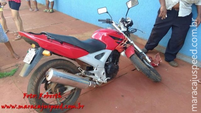 Maracaju: Colisão entre duas motocicletas em rotatória deixa vítima com fratura