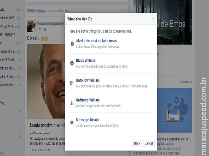 Facebook libera denúncia de Facebook libera denúncia de