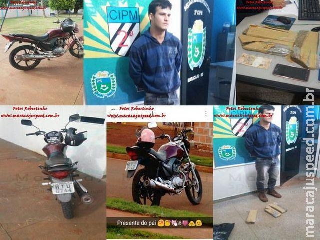 Maracaju: PM cumpre mandado de prisão de autor de roubo de lotérica que estava traficando maconha com motocicleta de sua namorada Maracaju: PM cumpre mandado de prisão de autor de roubo de lotérica que estava traficando maconha com motocicleta de sua namorada