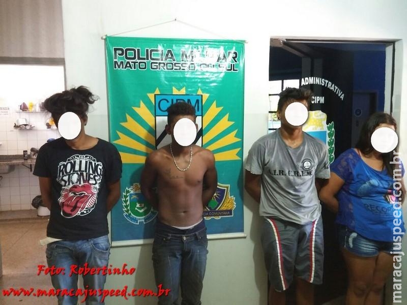 Maracaju: Três menores e uma jovem foram apreendidos após perseguição com moto roubada e três pés de maconha são encontrados em residência