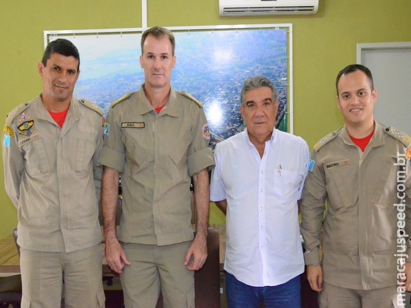 Comandante Geral do Corpo de Bombeiros do MS é recebido pelo prefeito Maurílio