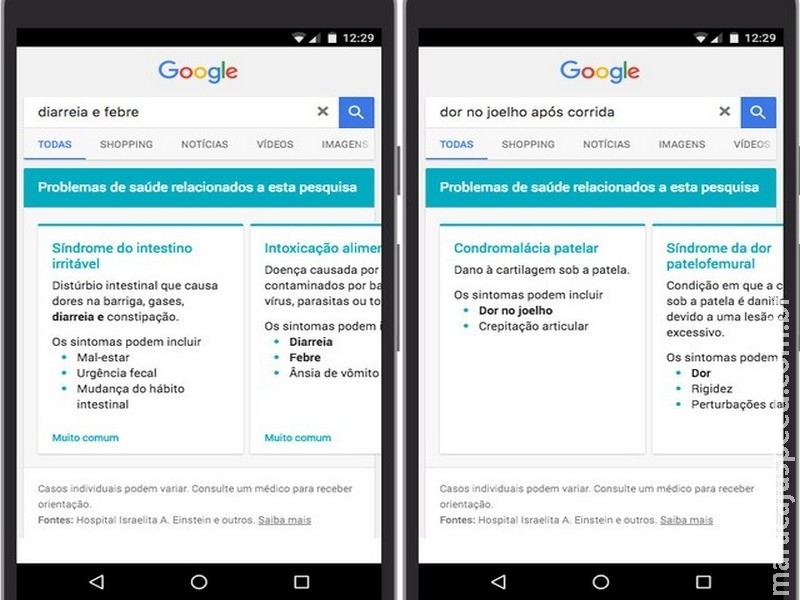 Google muda busca no celular para mostrar doenças relacionadas a sintomas pesquisados Google muda busca no celular para mostrar doenças relacionadas a sintomas pesquisados