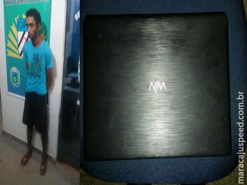 Maracaju: PM prende autor roubo em flagrante após o mesmo roubar notebook ameaçando vítima com faca