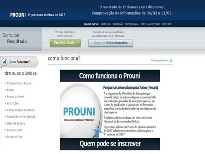 MEC anuncia resultado do Prouni, mas candidatos não conseguem consultá-lo MEC anuncia resultado do Prouni, mas candidatos não conseguem consultá-lo