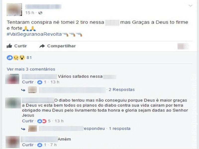 Jovem leva dois tiros e ironiza crime em rede social: Jovem leva dois tiros e ironiza crime em rede social: