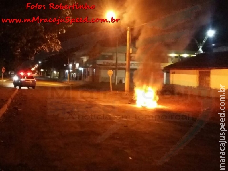 Maracaju: Polícia Militar e Corpo de Bombeiros atendem ocorrência de moto incendiada