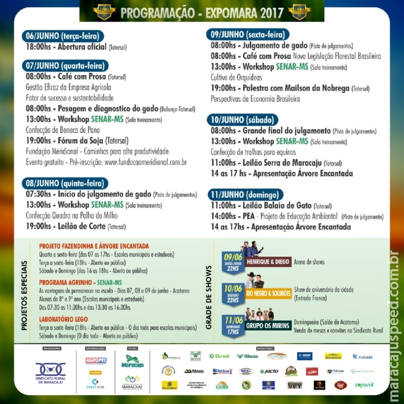 Maracaju: Programação Oficial da Expomara 2017