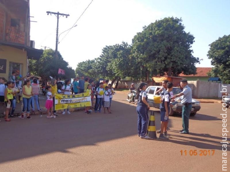 Polícia Militar de Maracaju em parceria com outros órgãos e escolas dá início a campanha “Maio Amarelo” Polícia Militar de Maracaju em parceria com outros órgãos e escolas dá início a campanha “Maio Amarelo”