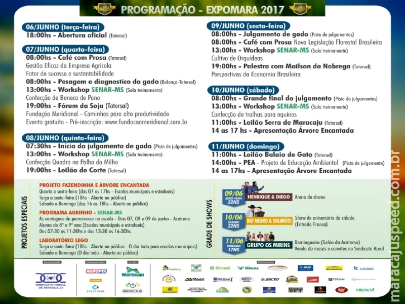 Confira a programação oficial da 49ª Expomara de Maracaju