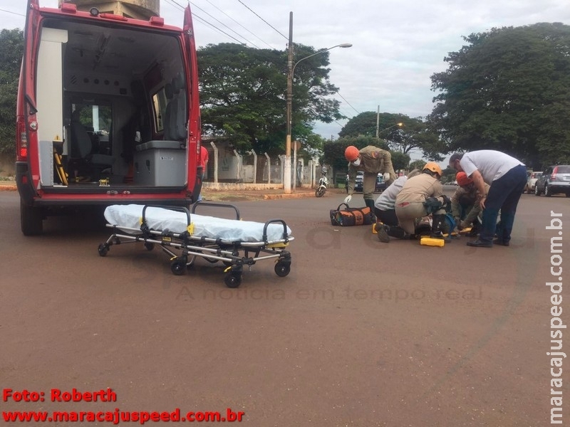 Maracaju: Colisão entre caminhonete e motocicleta deixa radialista ferido