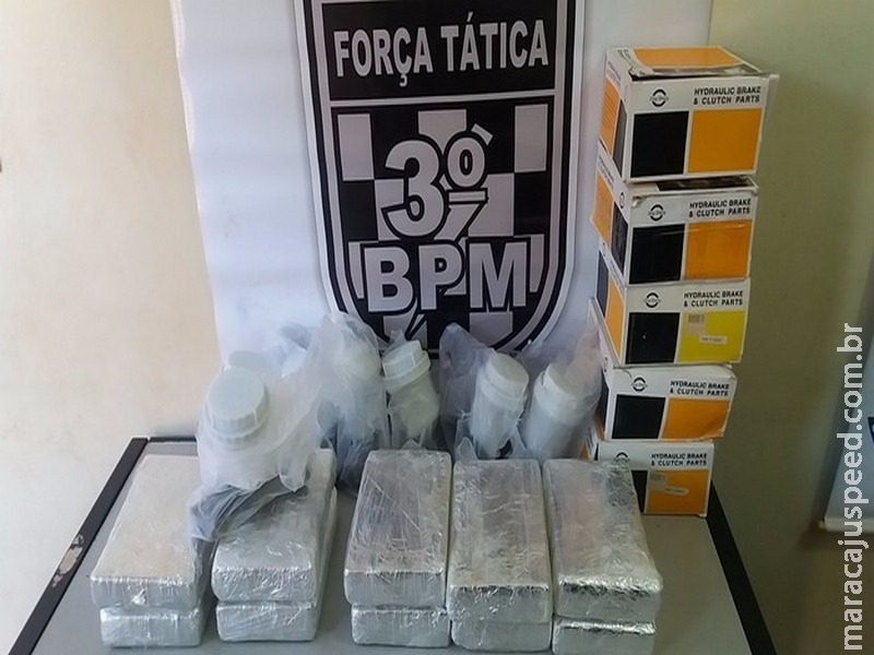 PM apreende cocaína em caixas de cilindro de freio