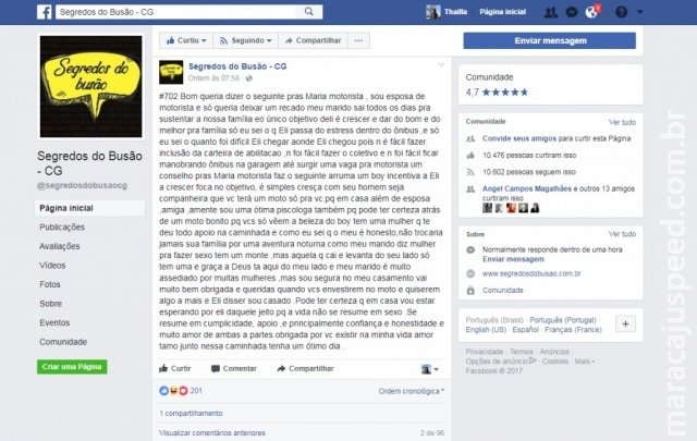 Assédio a motorista "gato" fez esposa desabafar em página do Facebook Assédio a motorista "gato" fez esposa desabafar em página do Facebook