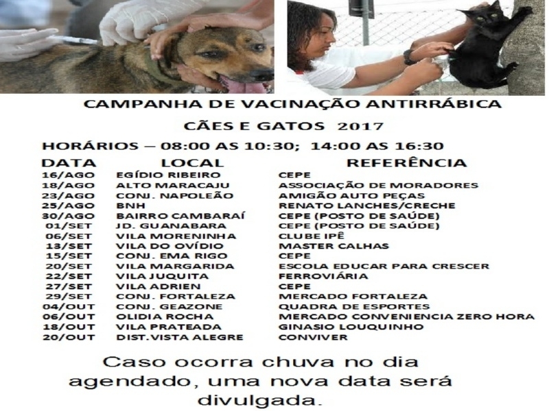 Maracaju: Campanha de vacinação antirrábica